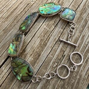 Lucas Lameth LUC 925 Abalone Mother Of Pearl Bracelet 7”-8” Sterling Vintage